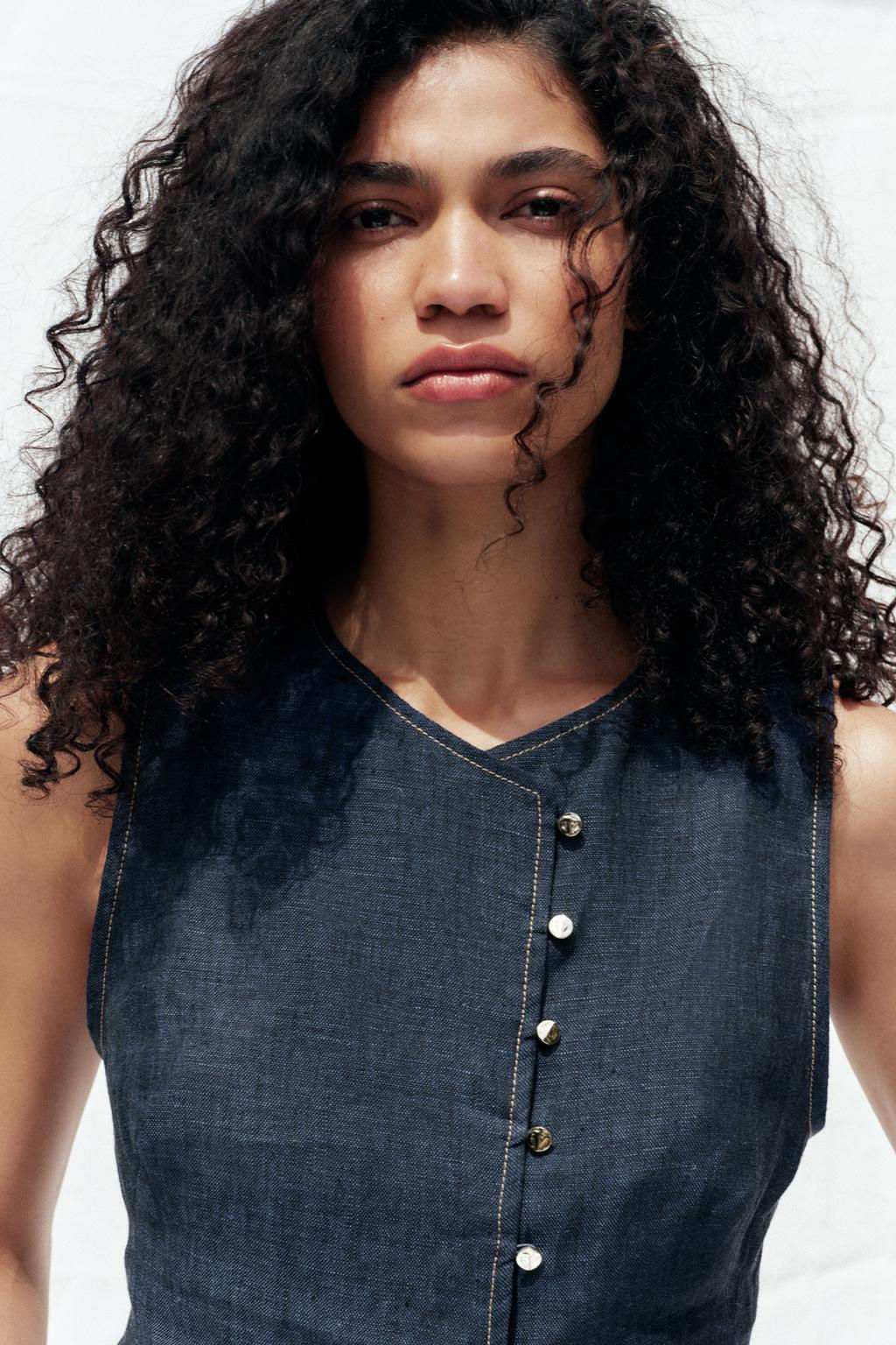 DOUBLE-BREASTED LINEN WAISTCOAT - Zara фото 12