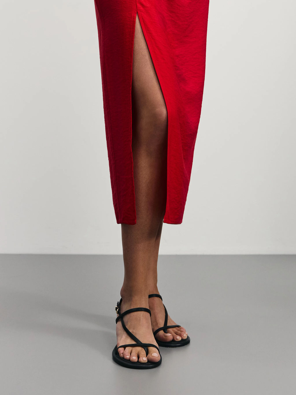 Юбка миди с разрезом и пряжкой из вискозы / Zarina  фото 7