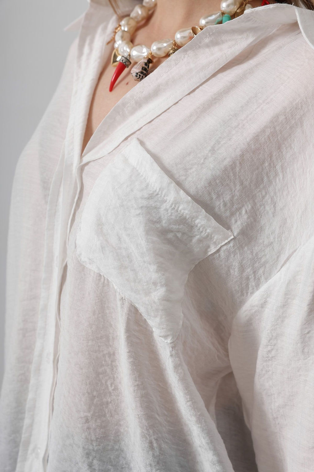 Sar? Dokulu Cep Detayl? Dokuma Gomlek TWOAW26GO00072 - Trendyolmilla фото 7