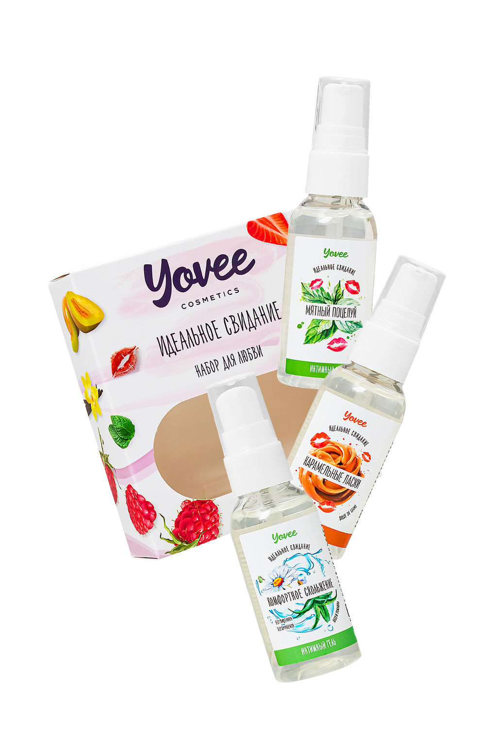 Набор гелей-смазок Yovee для любви (721006+721014+721054), вкус(мята+карамель) + увл(алоэ), 3х50 мл - Yovee by toyfa фото 3