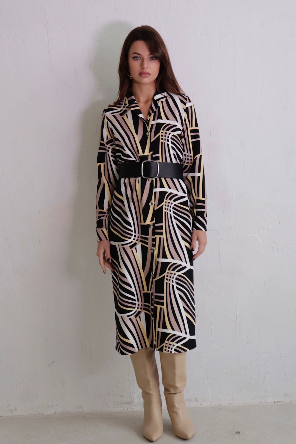 Платье-рубашка с английским воротником принт - Martichelli фото 40