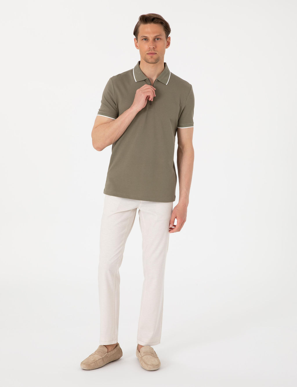 Haki Slim Fit Polo Yaka Ti__rt - Pierre cardin фото 4