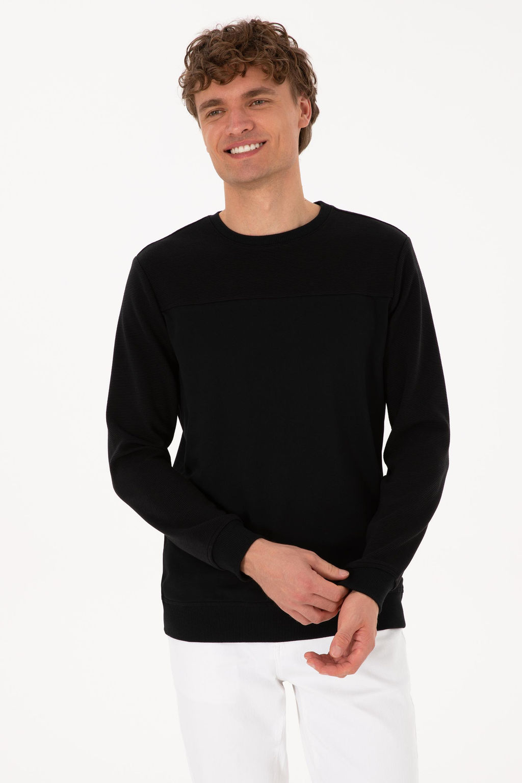 Erkek Bisiklet Yaka Regular Fit Siyah Sweatshirt - U.s. polo assn фото 3