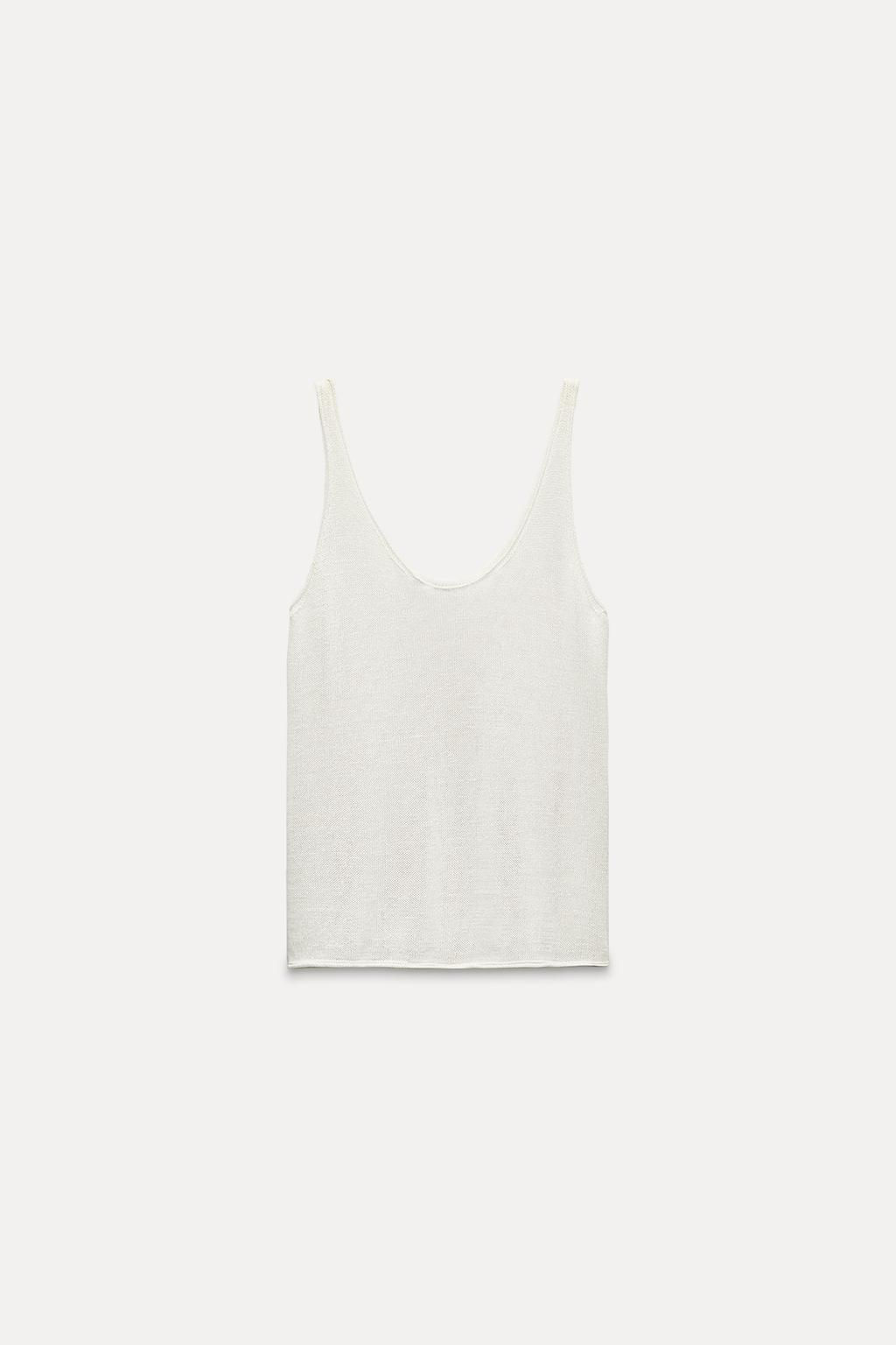 PLAIN LINEN BLEND STRAPPY KNIT TOP - Zara фото 16