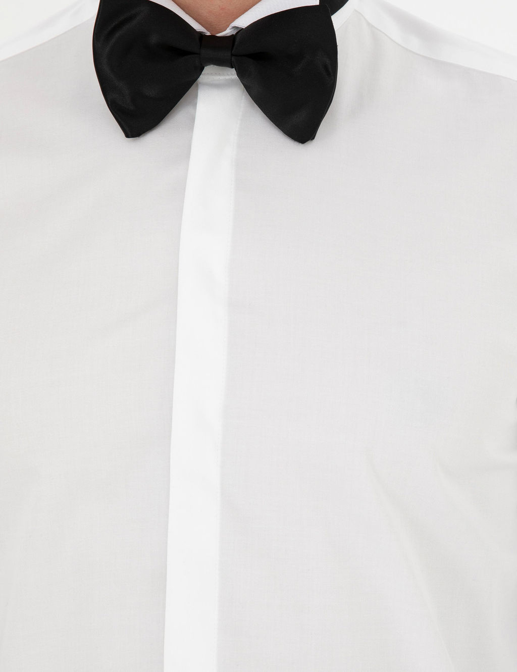 Белая рубашка под смокинг приталенного кроя из смесового хлопка с манжетами - Cacharel фото 7
