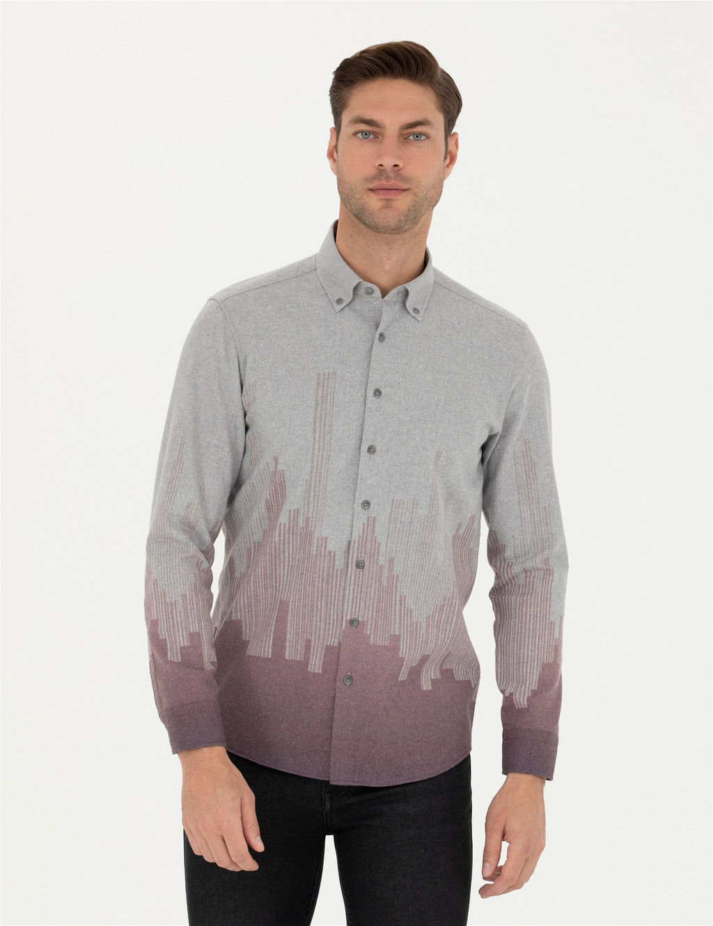 Bordo Slim Fit Uzun Kollu G_mlek