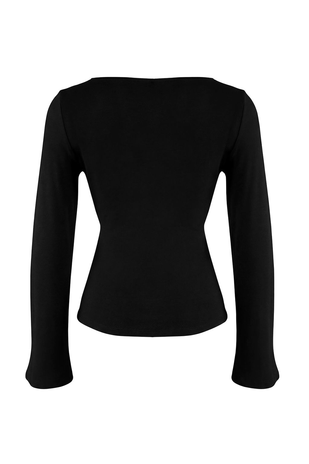 Siyah Fitted/Vucuda Oturan Kay?k Yaka Aksesuar Detayl? Yumusak Orme Bluz TWOSS26BZ00221