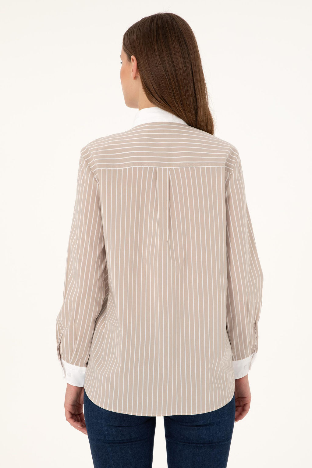 Женская рубашка песочного цвета с длинным рукавом Неожиданная скидка в корзине - U.s. polo assn фото 5