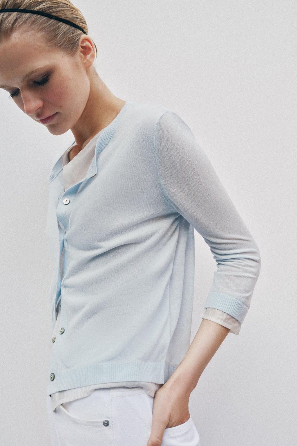 CHAQUETA COMBINADA PUNTO / Azul / Blanco - Zara фото 2