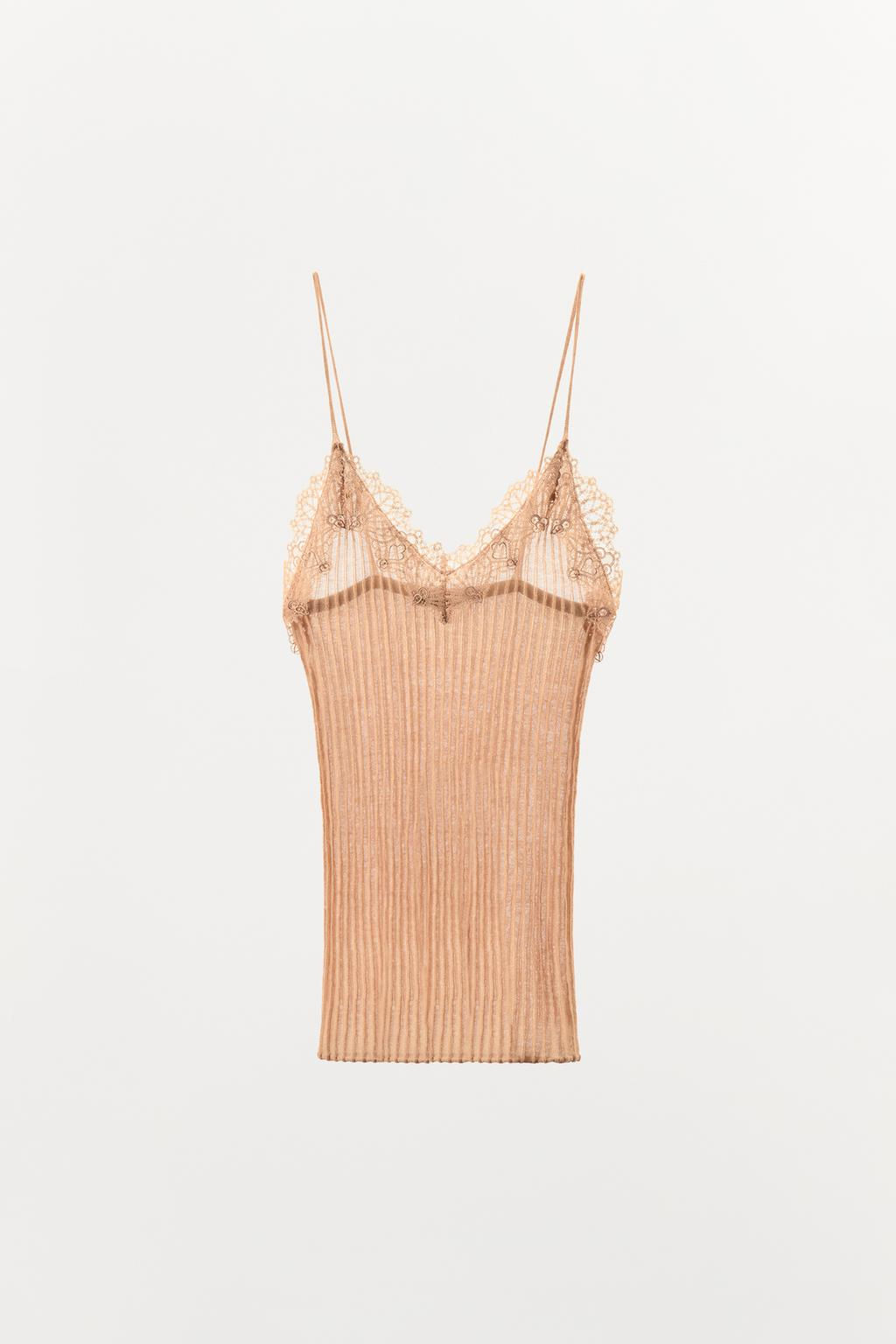 FINE KNIT LACE TOP - Zara фото 3