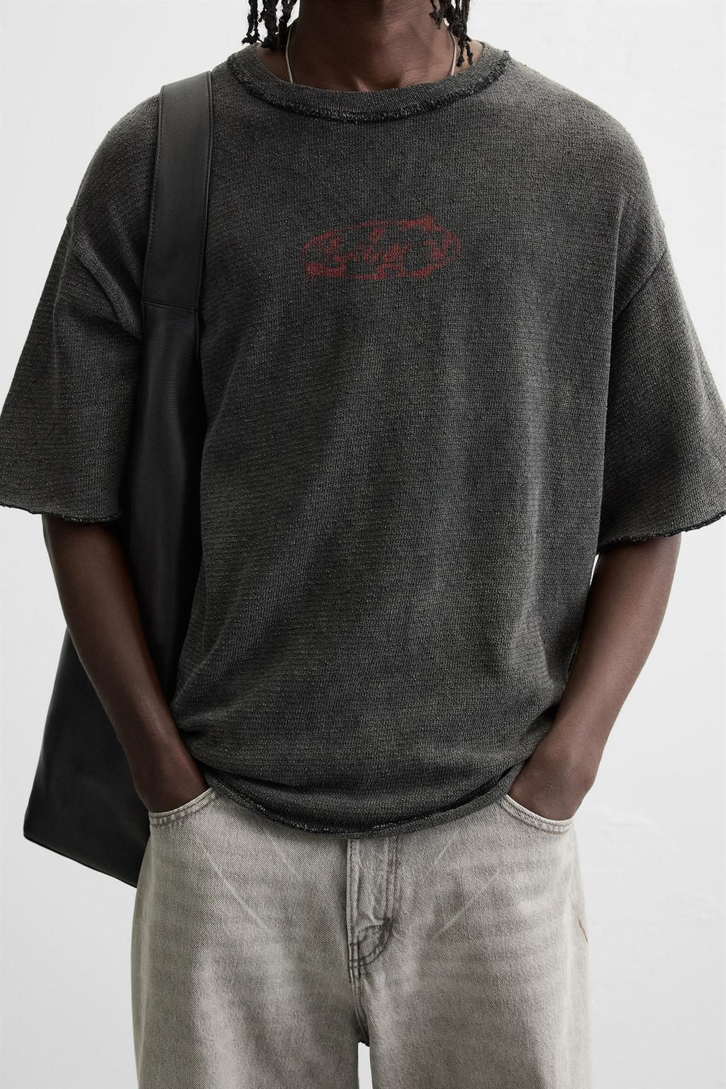 CONTRAST PRINT KNIT T-SHIRT - Zara фото 6