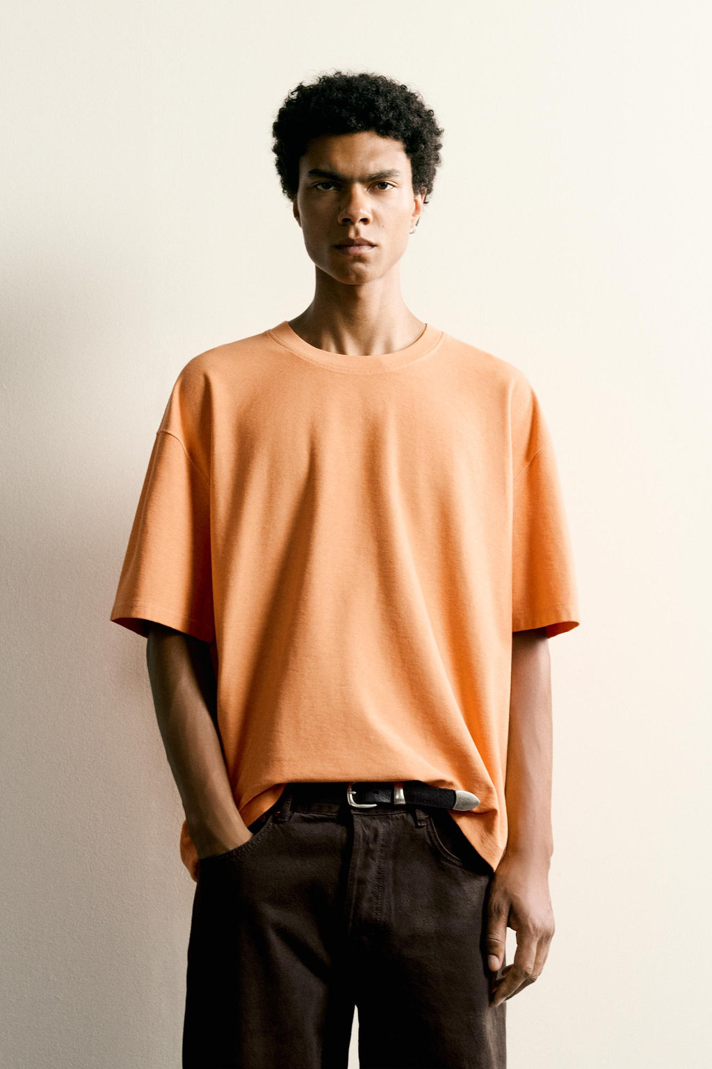 CAMISETA RELAXED FIT COSTURA / Naranja - Zara фото 2