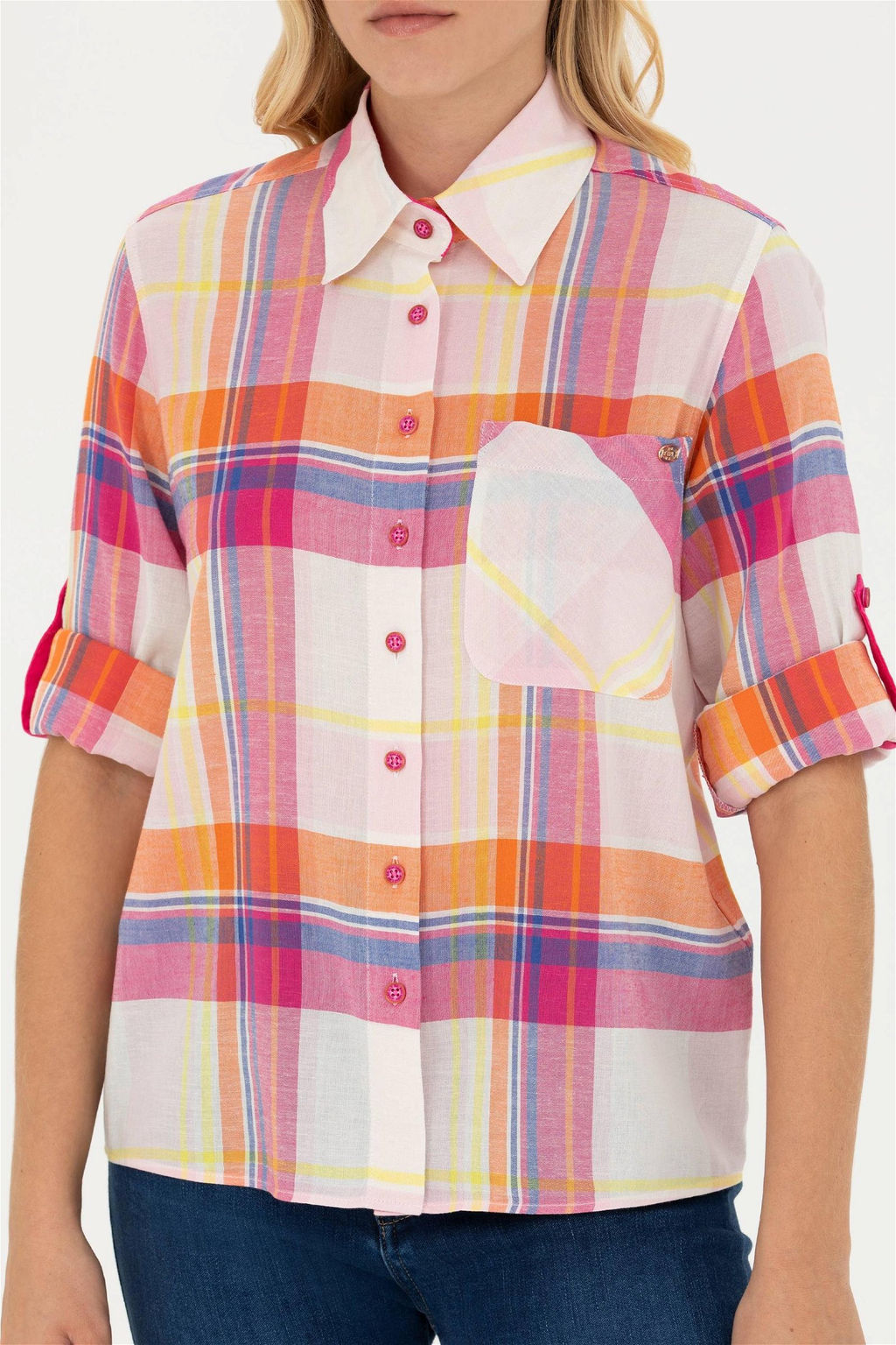 Женская розовая рубашка с длинным рукавом Неожиданная скидка в корзине - U.s. polo assn фото 6