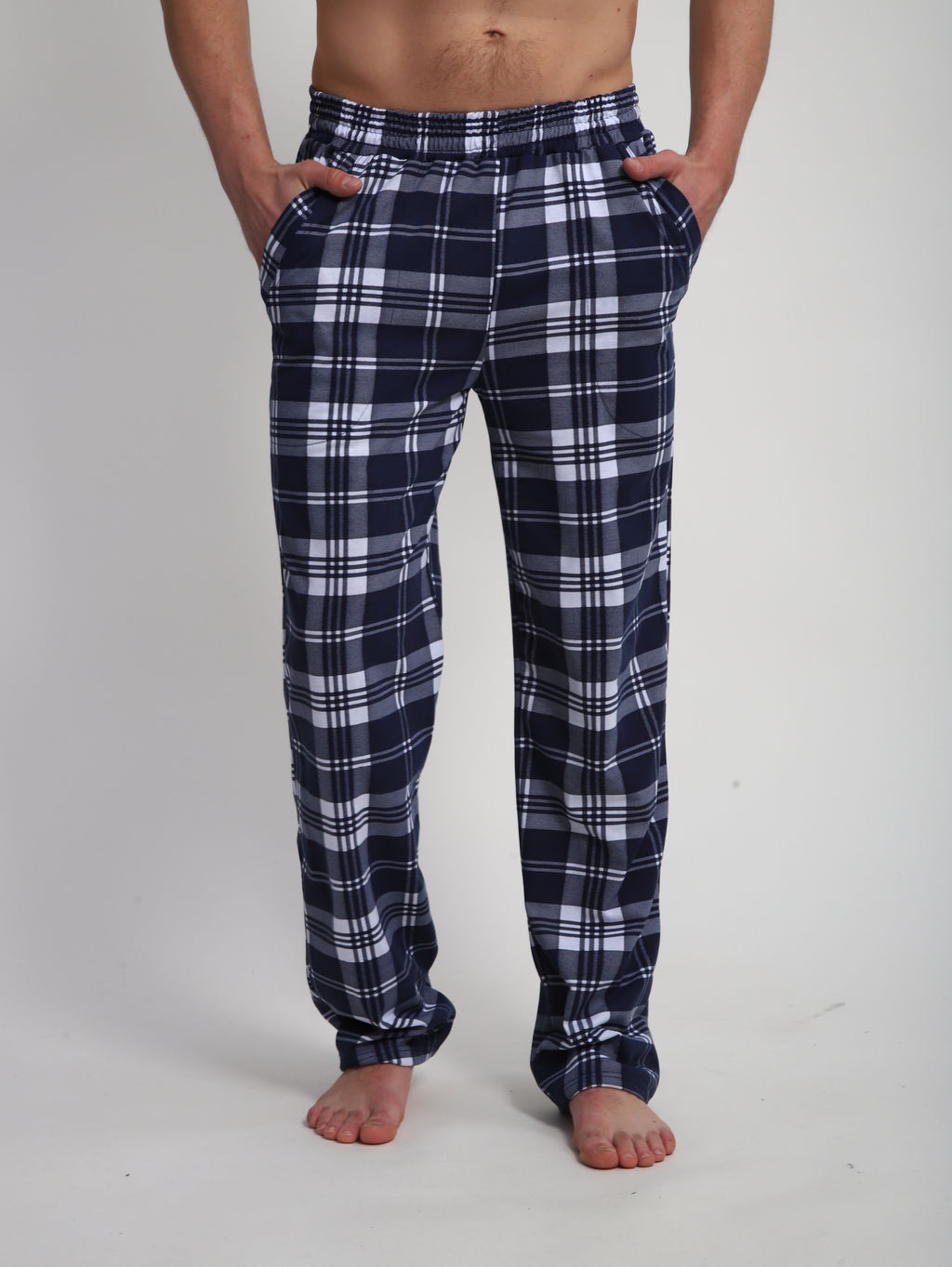 М178 брюки мужские, кулирка, 46-60 (темно-синяя клетка)