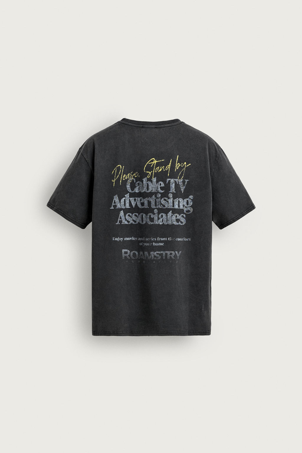 CAMISETA LAVADA TEXTOS CONTRASTE / Gris claro