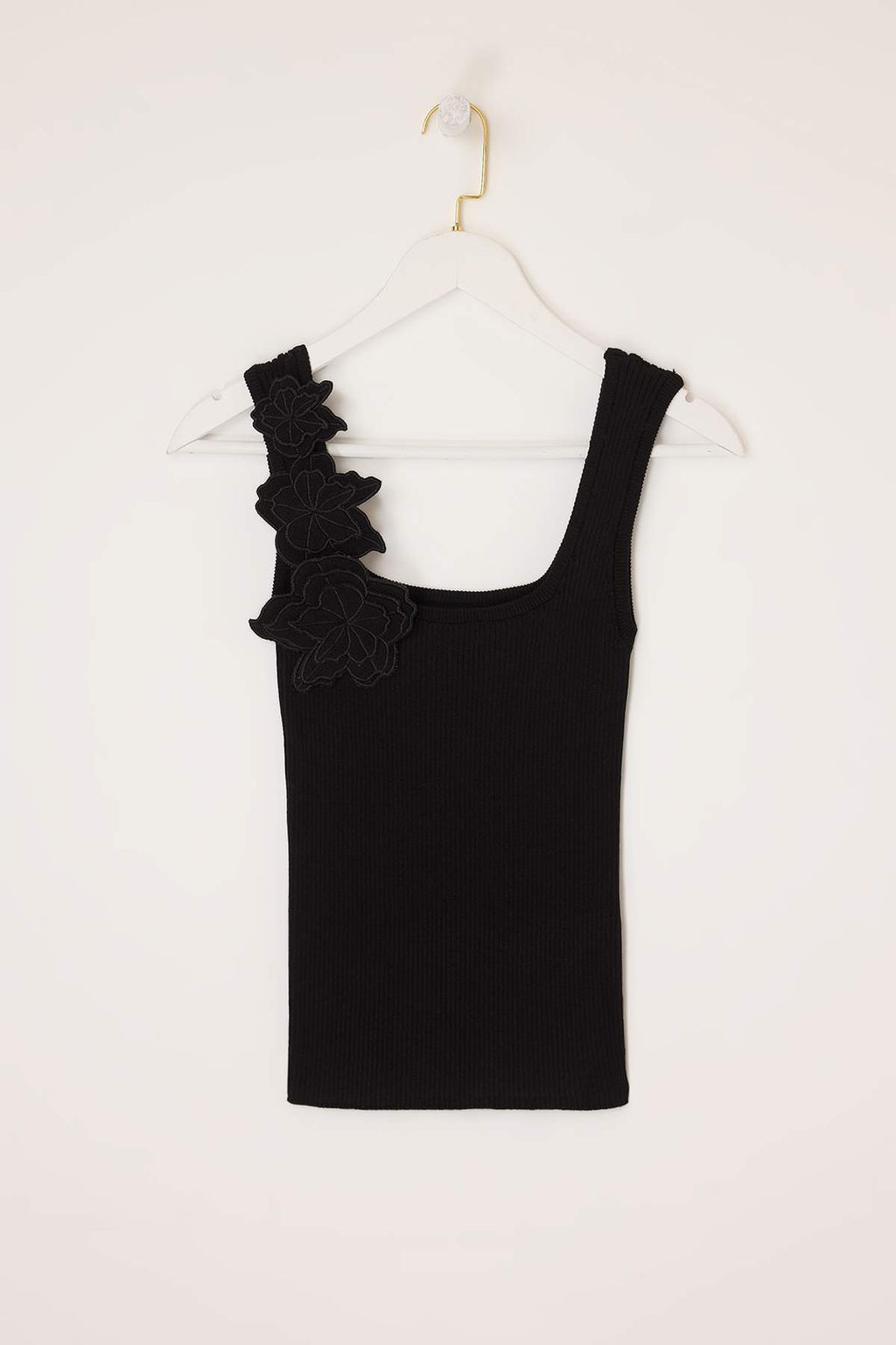 Siyah Kare Yaka Cicek Detayl? Fitted Triko Ince Bluz TWOSS26BZ00287 - Trendyolmilla фото 5