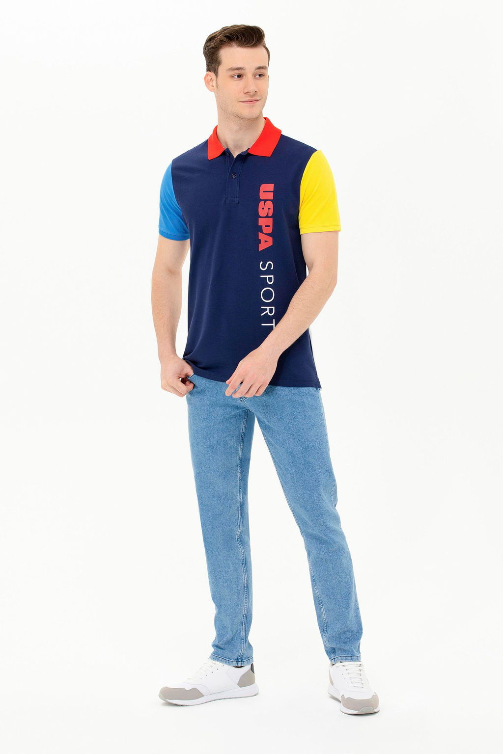 U. S. Polo Assn Мужская темно-синяя футболка с воротником-поло - U.s. polo assn фото 5