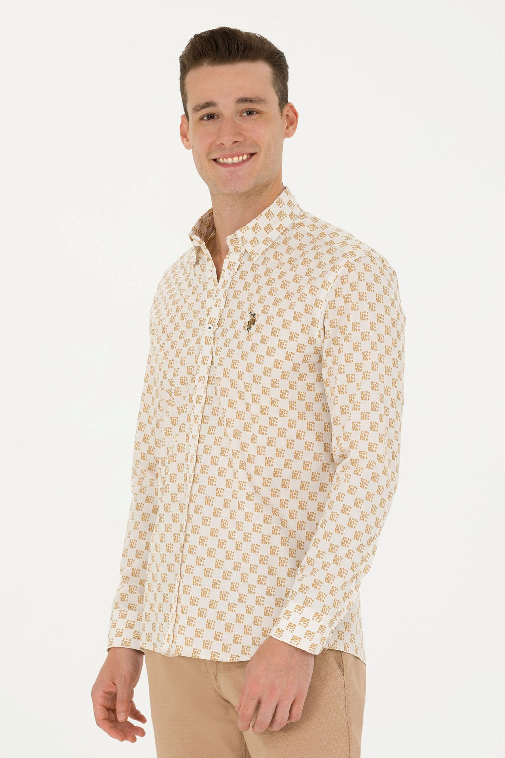 U. S. Polo Assn / Мужская рубашка с длинным рукавом Stone - U.s. polo assn фото 3