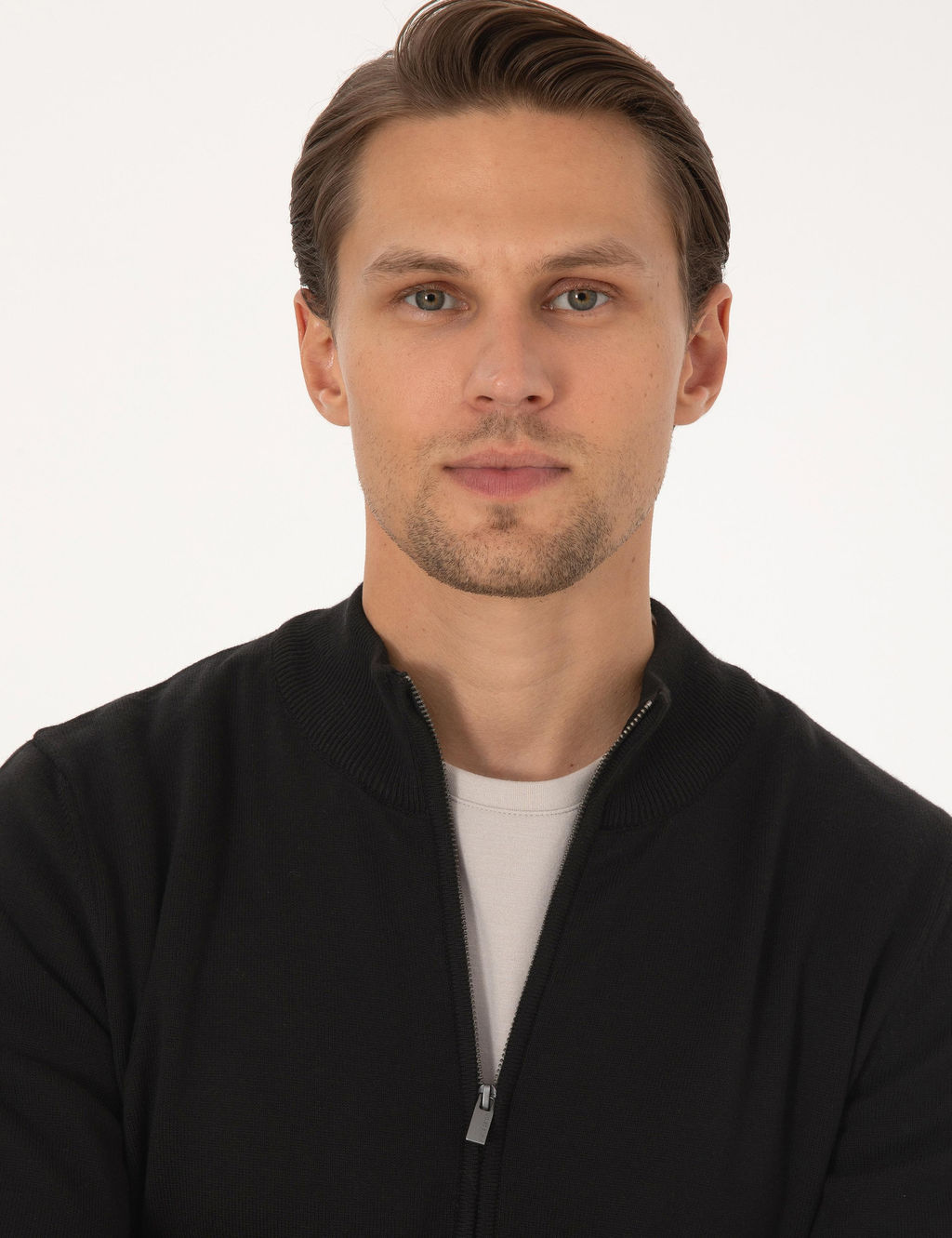 Siyah Slim Fit Fermuarl_ Triko H_rka - Pierre cardin фото 2