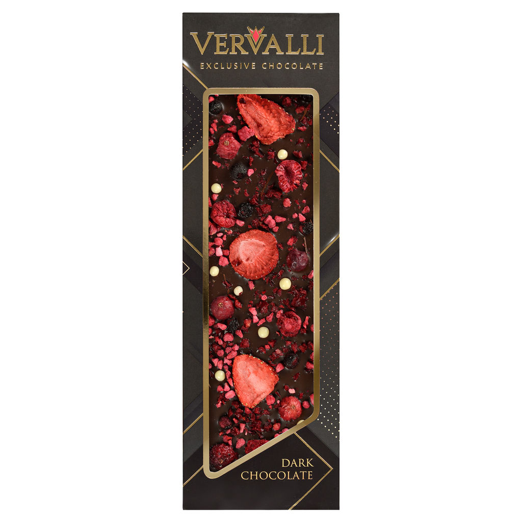 Шоколад темный с украшением Малина, клубника, клюква, 110 гр , ТМ VERVALLI