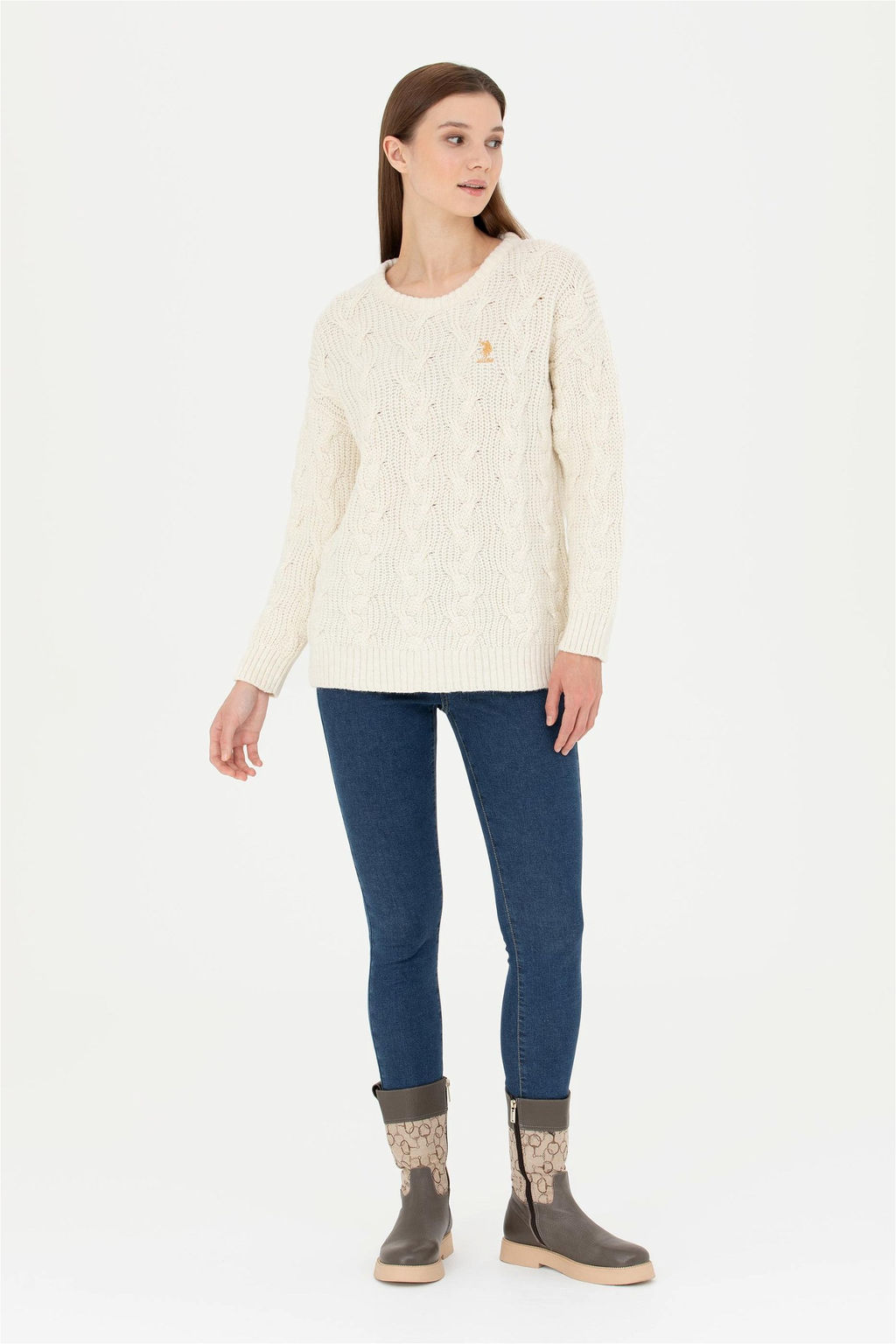 Женский свитер из каменного меланжа - U.s. polo assn фото 4