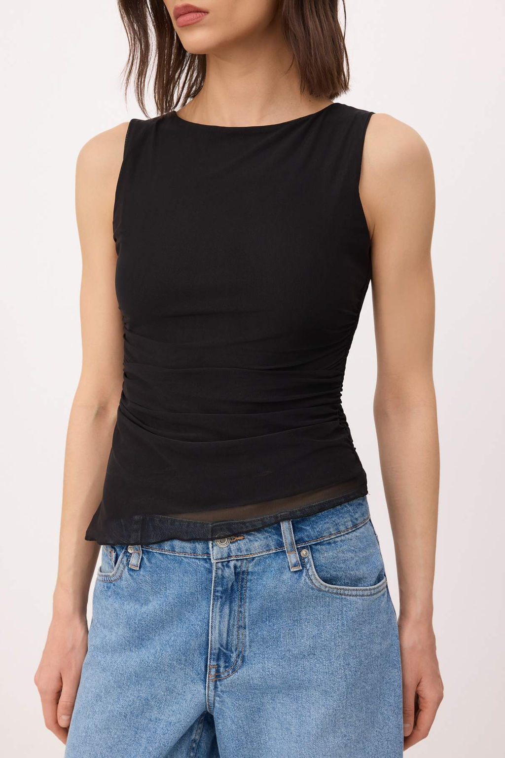 Siyah Fitted/Vucuda Oturan Kolsuz Buzgulu Crop/K?sa Tul Orme Bluz TWOSS26BZ00349 - Trendyolmilla фото 3