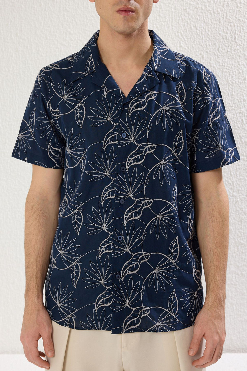 TRENDYOL MAN Lacivert Regular Fit Nak?s Detayl? Brode Gomlek TMNSS25GO00027 - Trendyolmilla фото 4