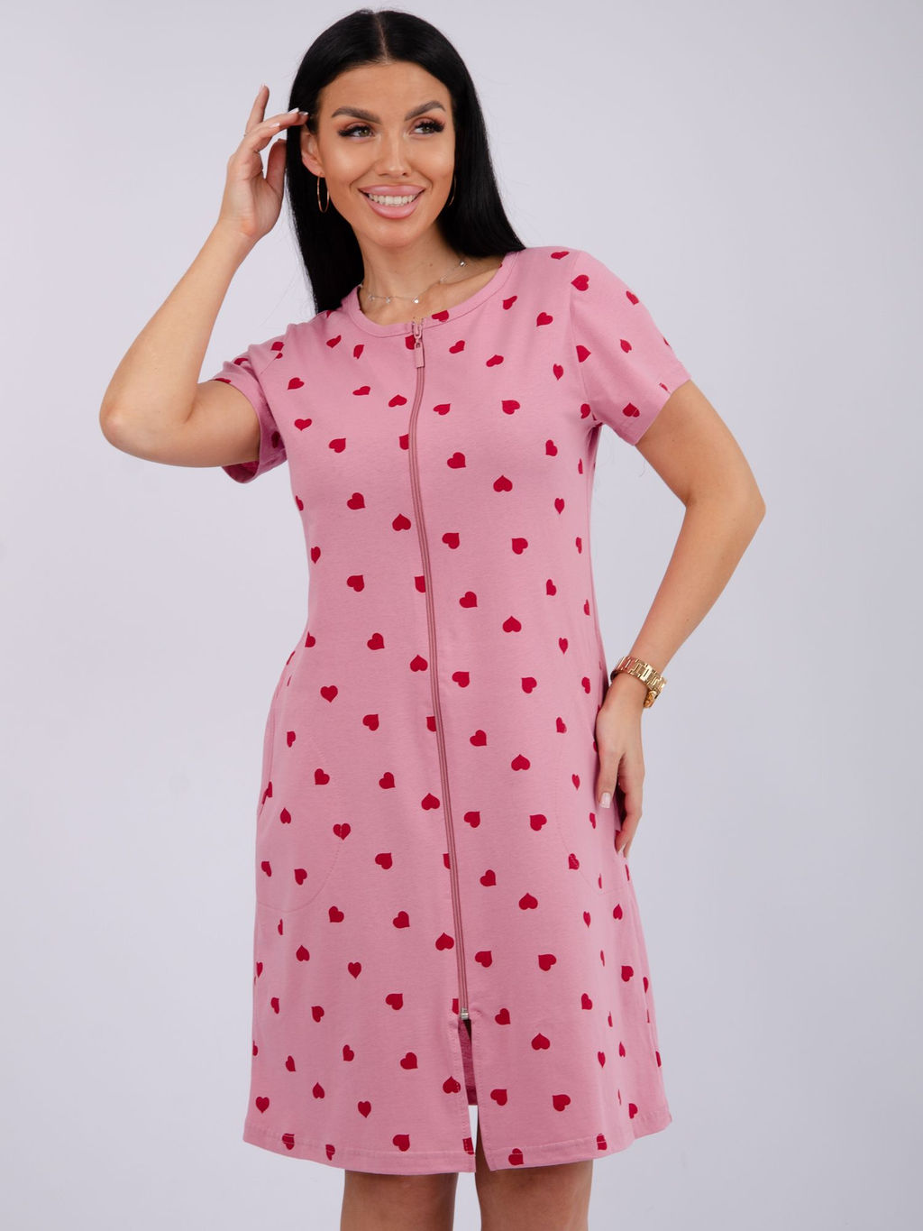 Халат Красотка 10 валентинка, трикотаж - Малина фото 5