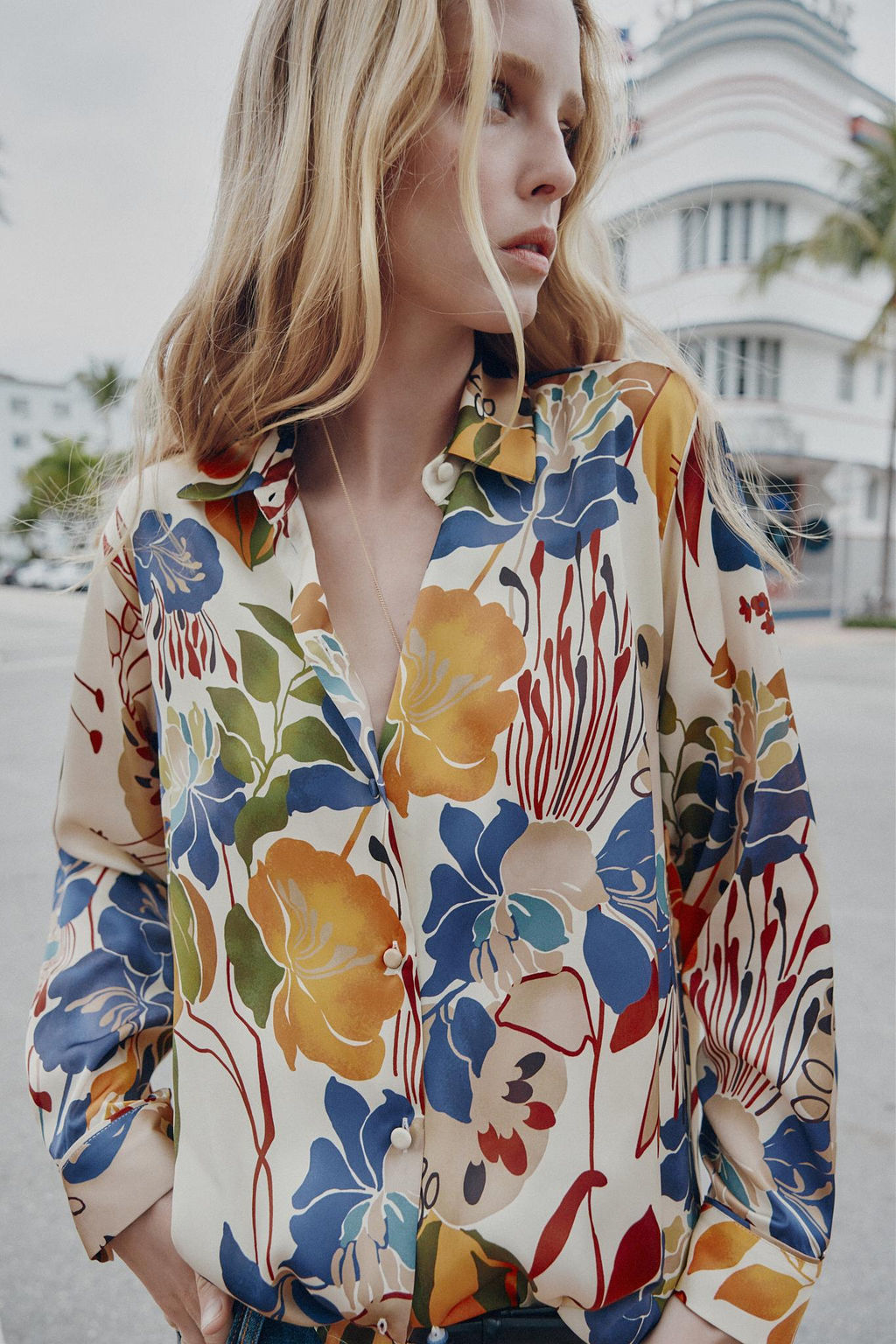PRINTED SATIN BLOUSE - Zara фото 10