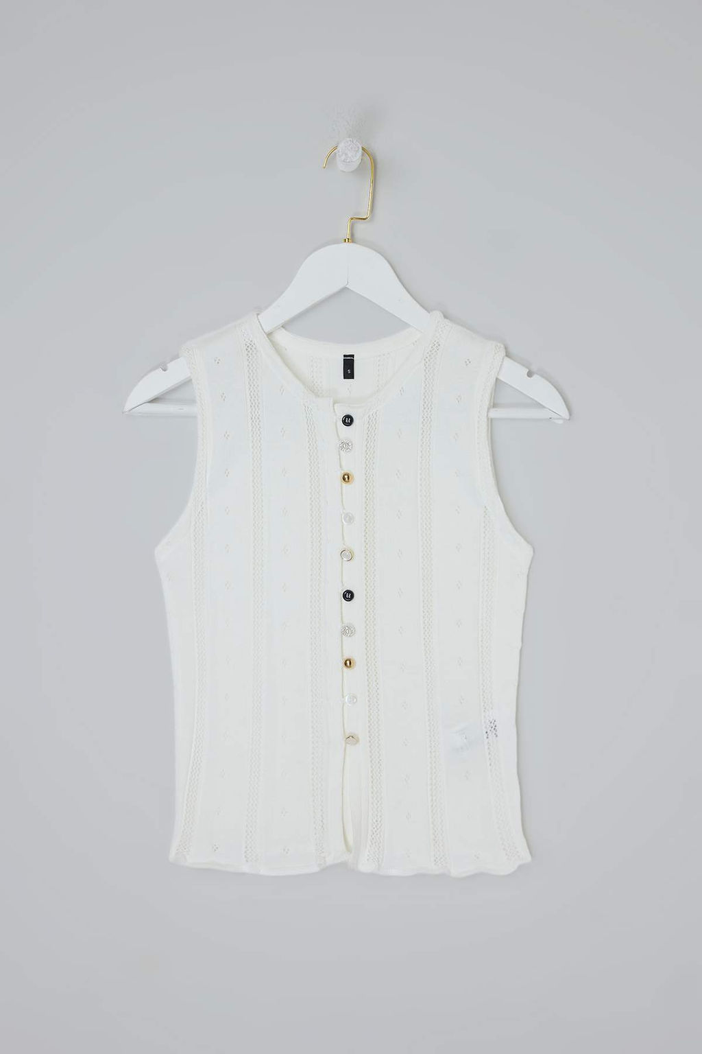 Ekru Bisiklet Yaka Vucudu Saran Dugme Detayl? Triko Ince Bluz TWOSS26BZ00293