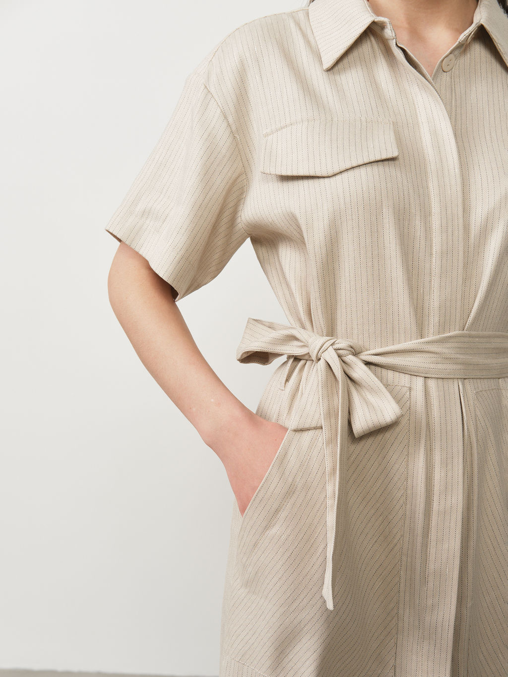 Платье льняное 90704 бежевое