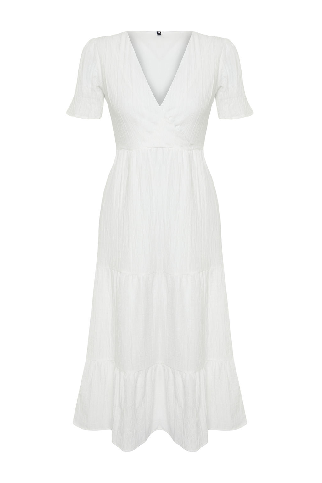TRENDYOLMILLA Ekru Etegi Belden Ac?lan Kruvaze Yaka Astarl? Maxi Dokuma Elbise TWOSS24EL00693  фото 6
