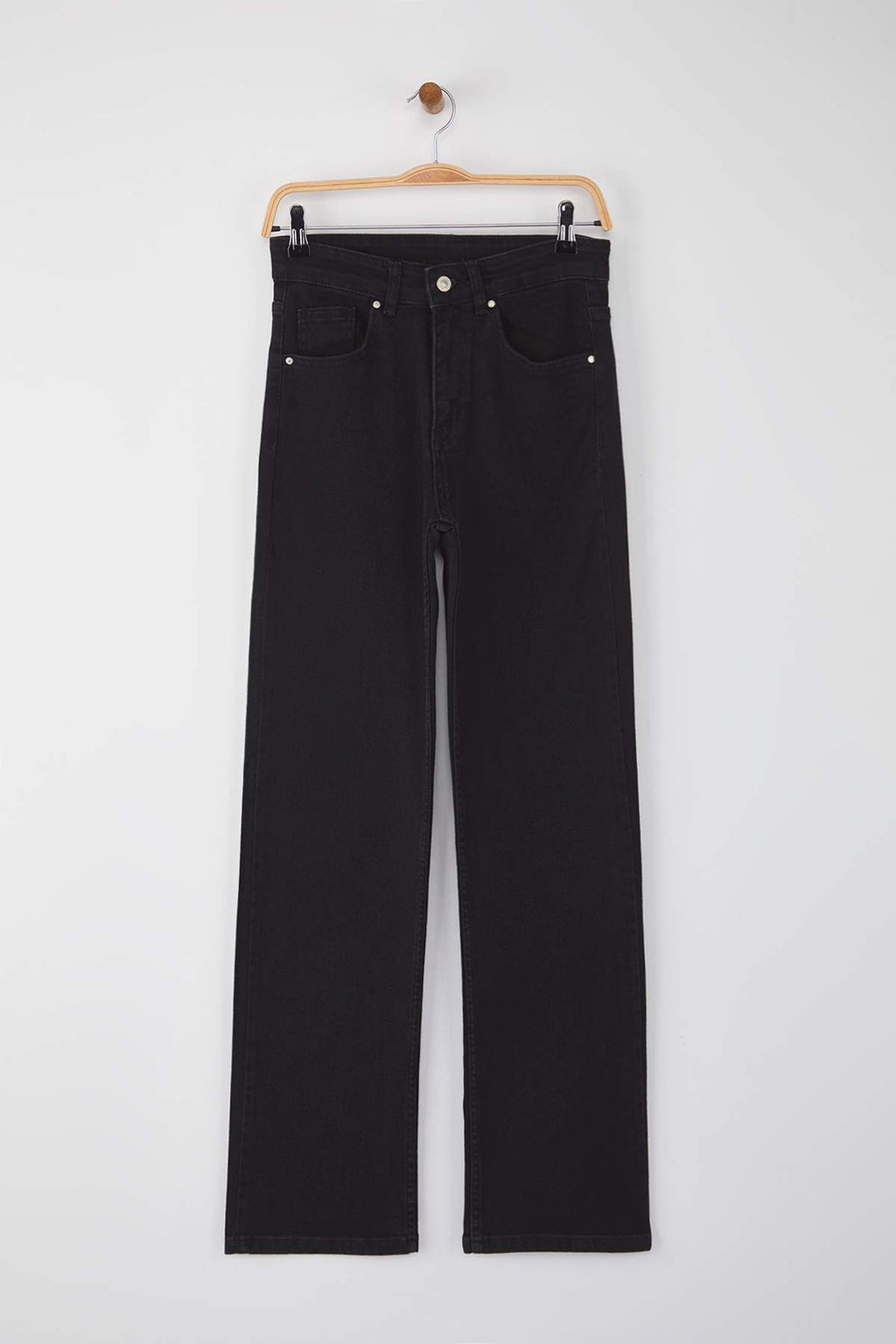 Siyah Normal Bel Genis Paca Comfort Wide Leg Jeans TWOAW26JE00085 - Trendyolmilla фото 5