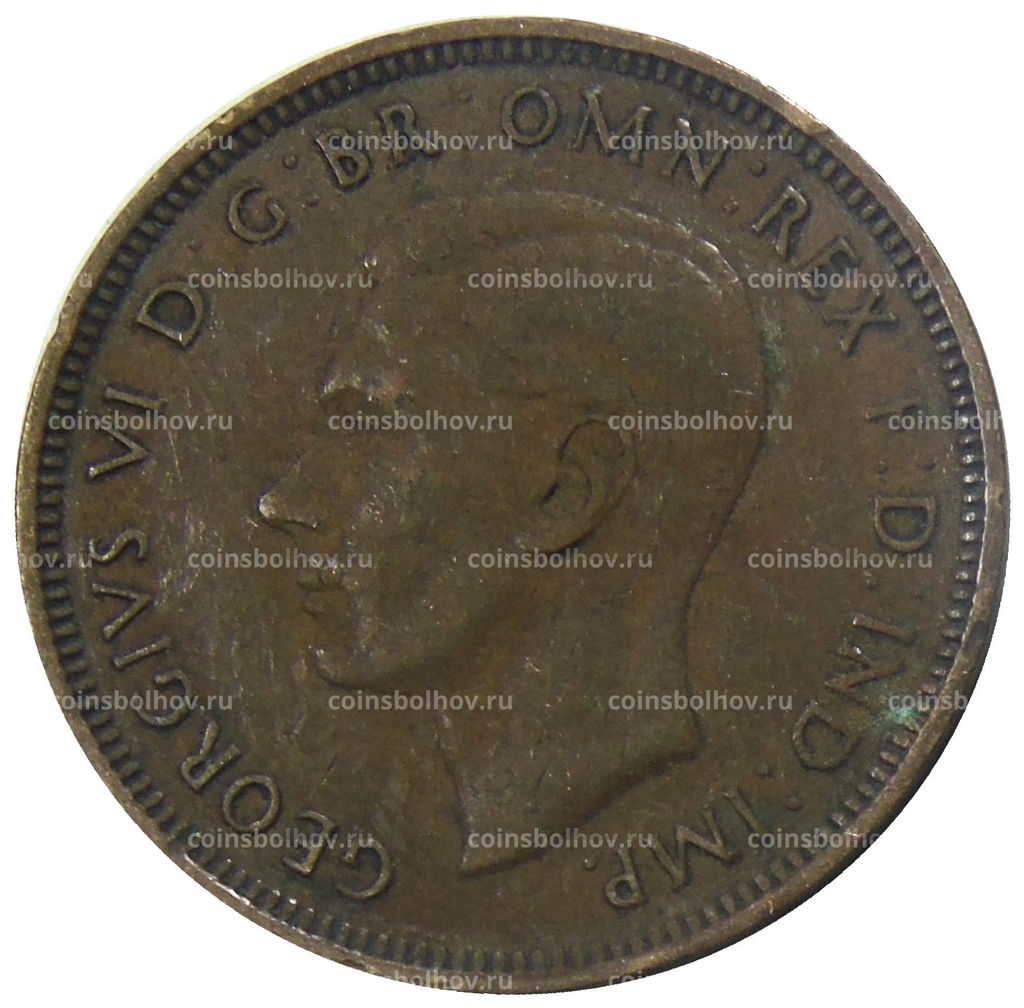 Монета 1/2 пенни 1938 года Австралия