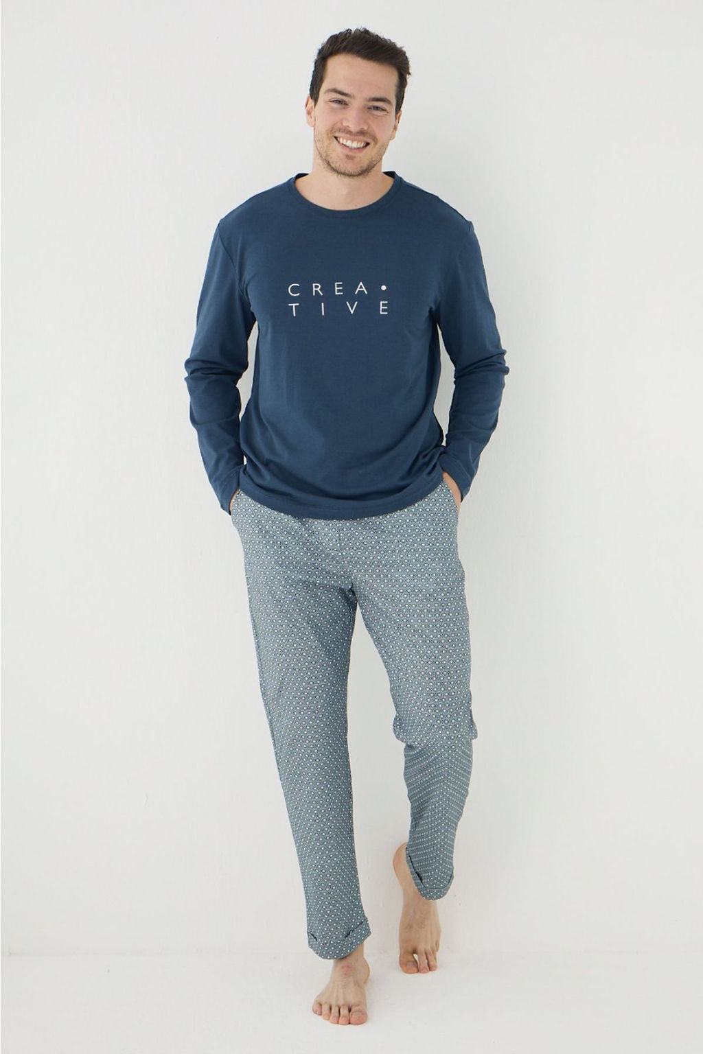 TRENDYOL MAN Petrol Orme Pijama Tak?m? TMNAW25PT00067 - Trendyolmilla фото 3