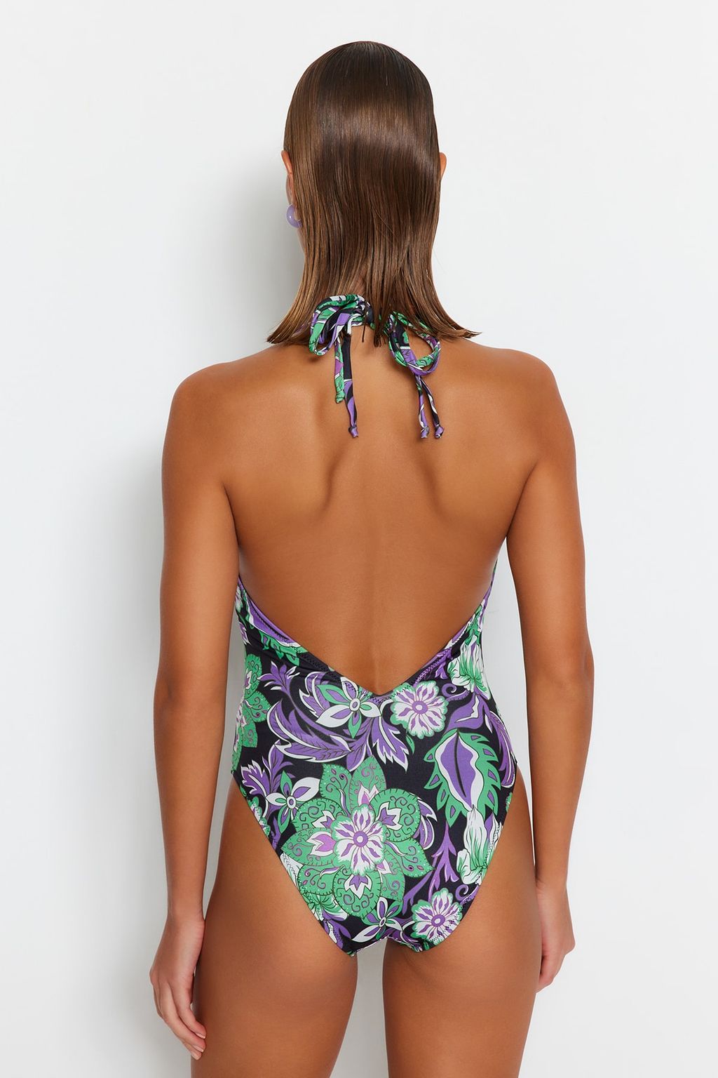 Cicek Desenli Derin Dekolteli S?rt Dekolteli Normal Paca Mayo TBESS23MA00100