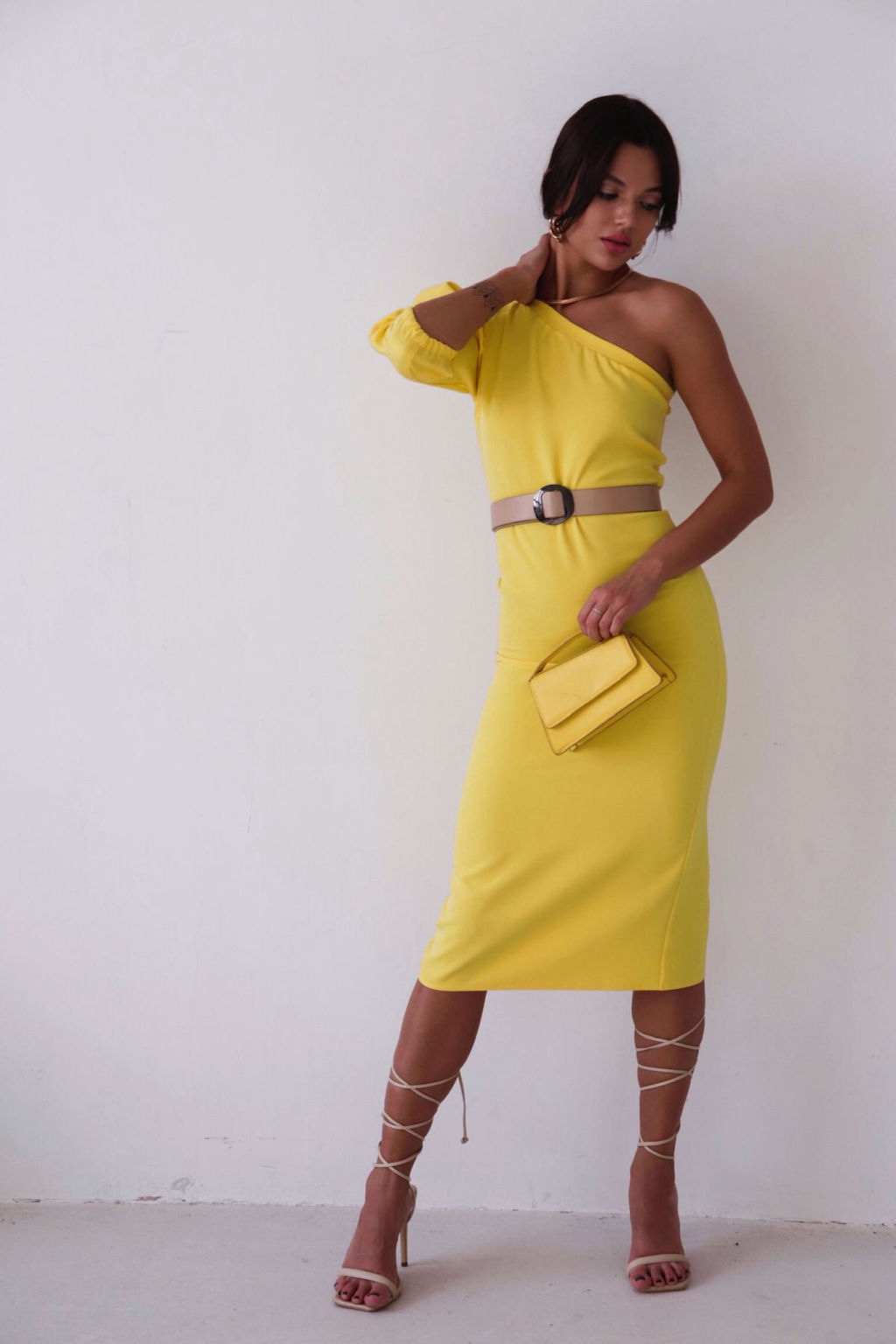 Асимметричное платье лимонное - Martichelli фото 10