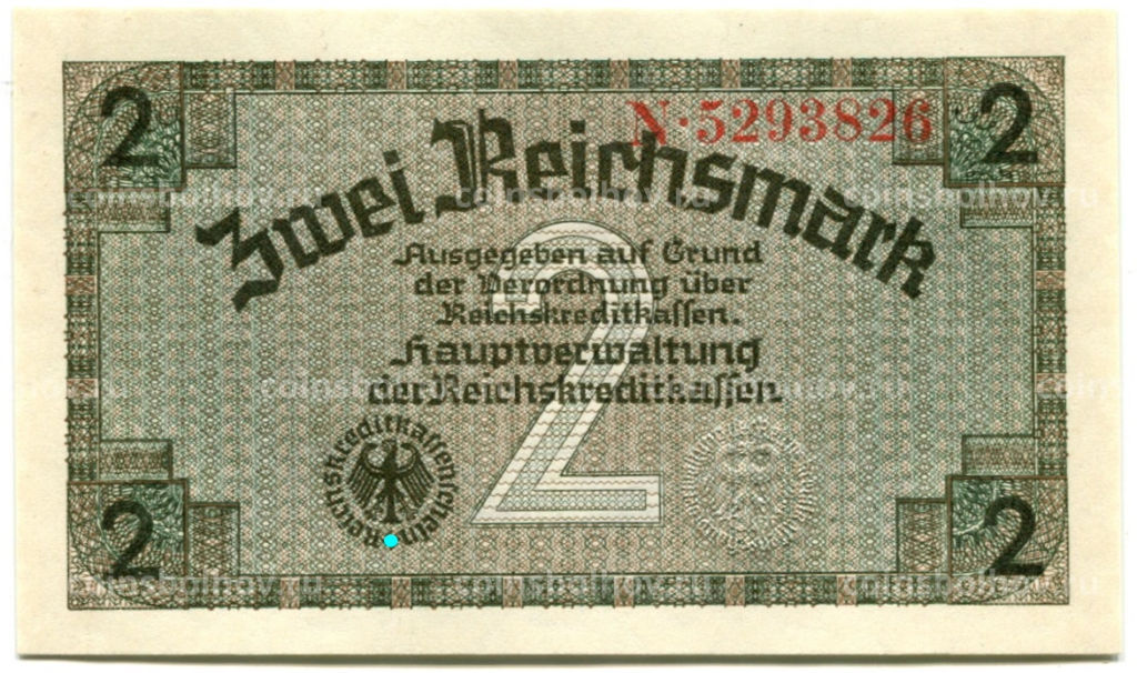 2 рейхсмарки 1940 года Германия (Для оккупированных территорий)