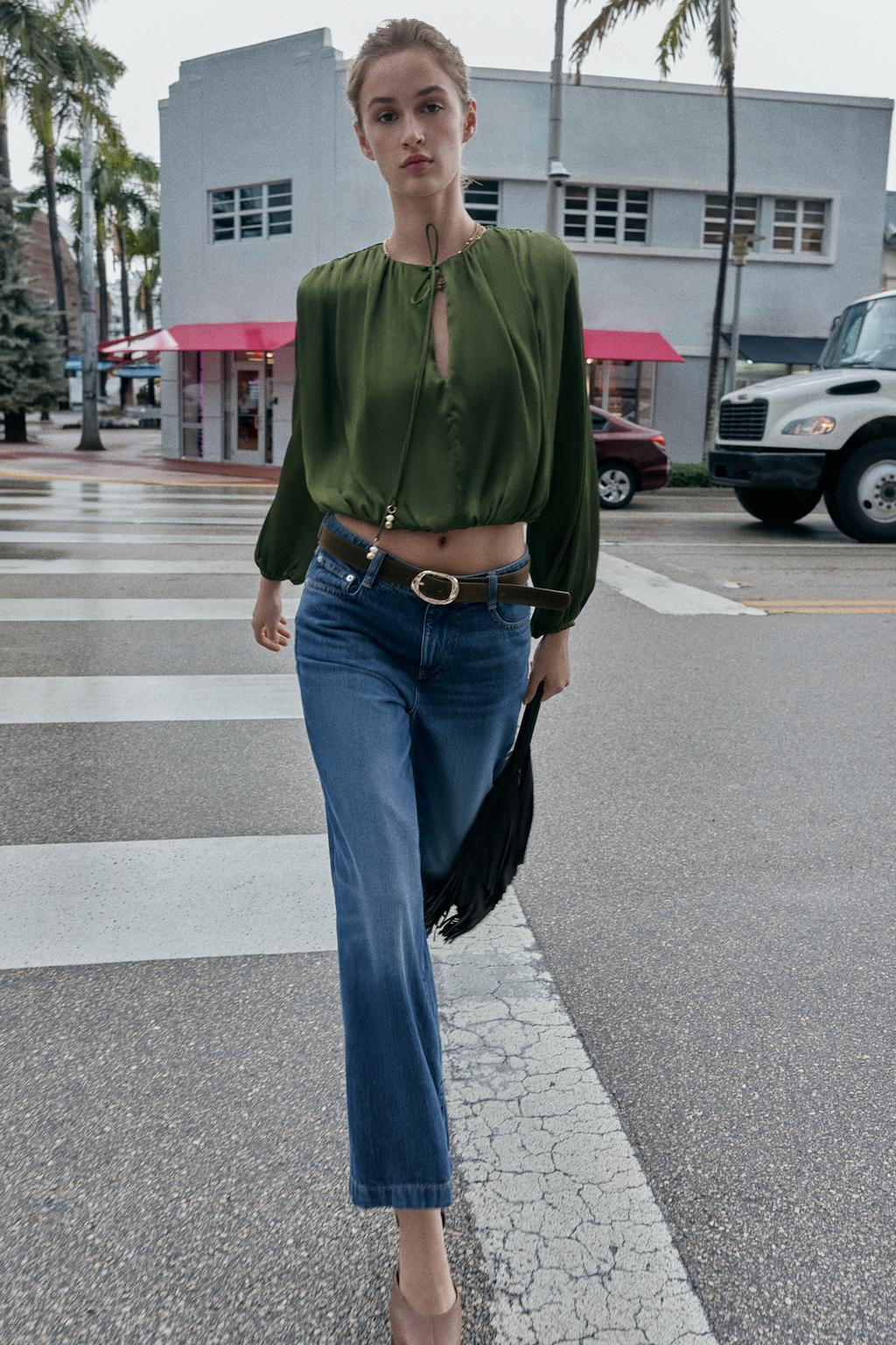 SATIN BALLOON BLOUSE - Zara фото 8
