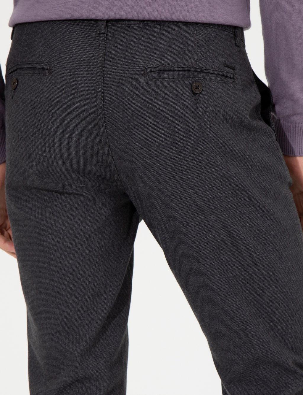 Koyu Gri Slim Fit Keten Kar___ml_ Kanvas Pantolon