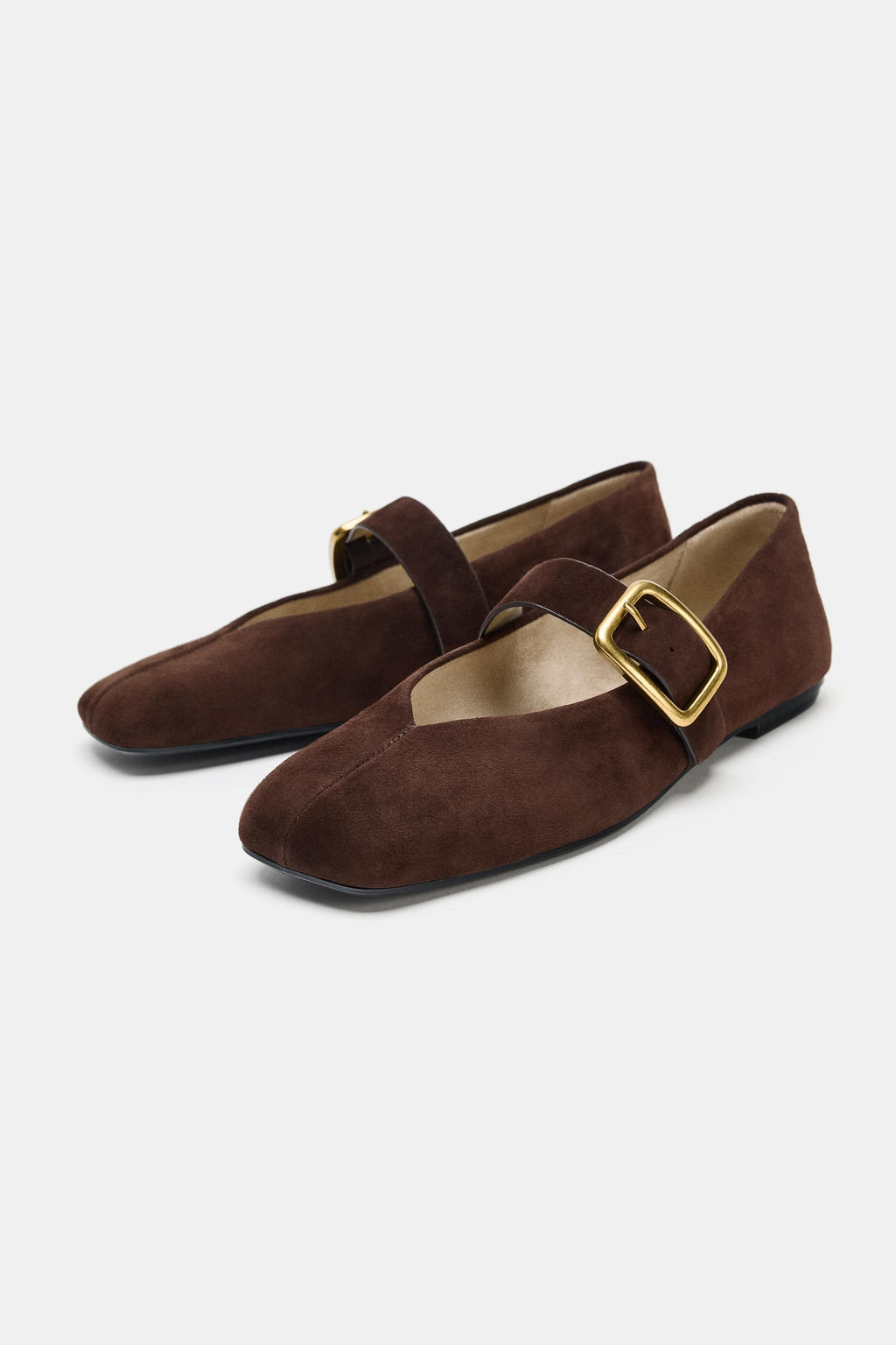 SUEDE BALLERINA FLATS WITH BUCKLE - Zara фото 9