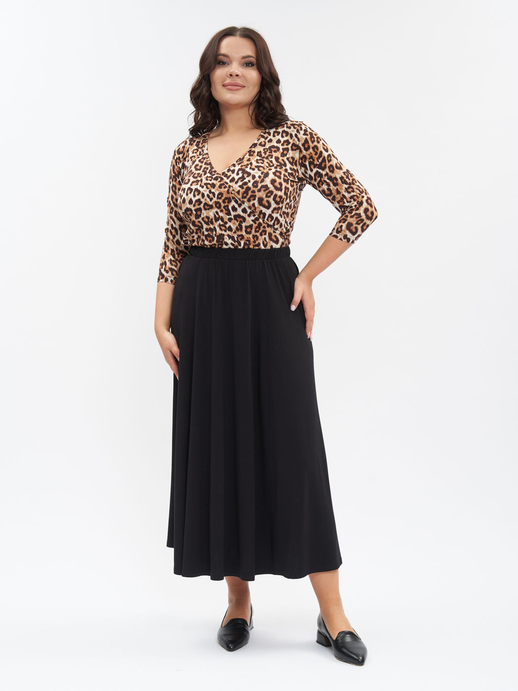 Юбка из плотного трикотажа UB17406BLK00