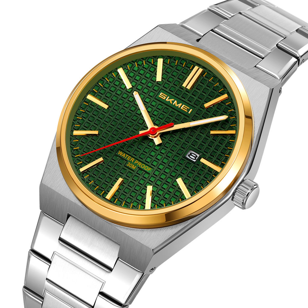 Часы наручные Skmei мужские кварцевые 9396silver-gold-green