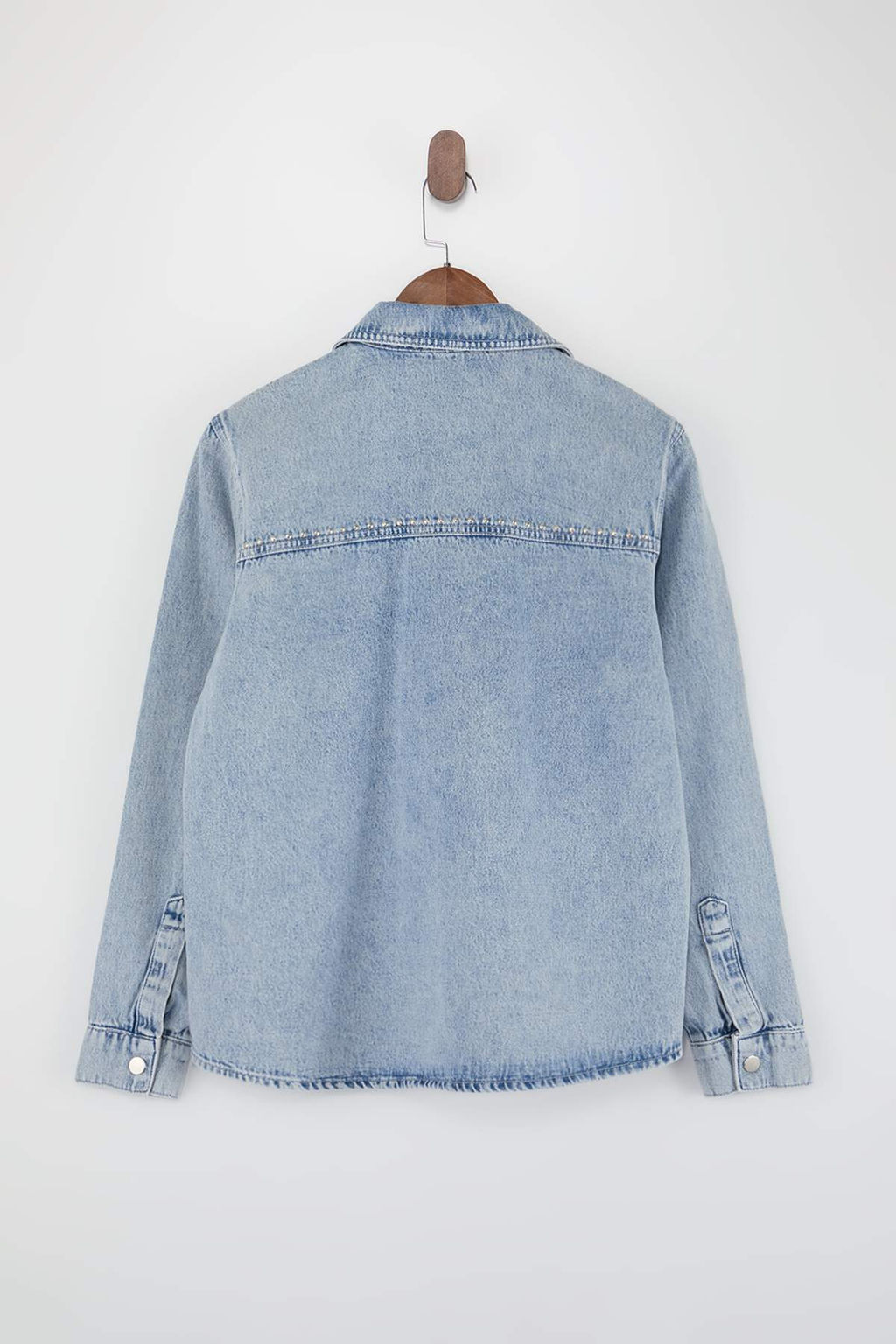 A__k Mavi Trok Detayl_ Regular 100% Pamuk Oversize Denim G_mlek Ceket TWOSS26GO00003 - Trendyolmilla фото 7