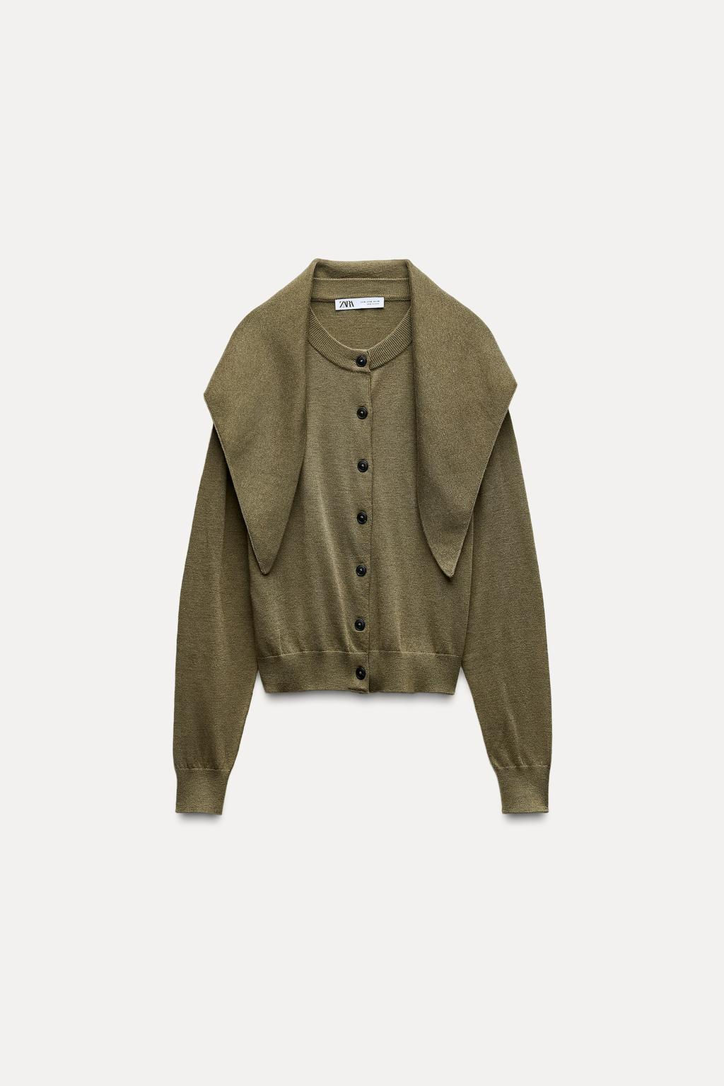 KNIT CARDIGAN WITH SCARF - Zara фото 6