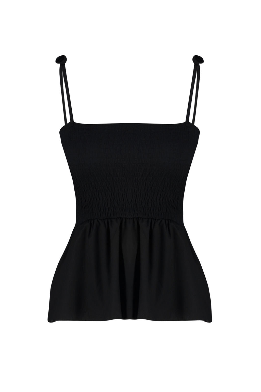 Siyah Pamuklu Poplin Detayl? Fitted Ask?l? Gipeli Esnek Orme Bluz TWOSS24BZ00393