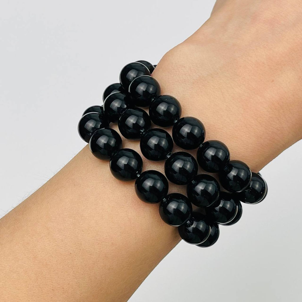 Бусины для украшений из черного Обсидиана (36 бусин) 37 см