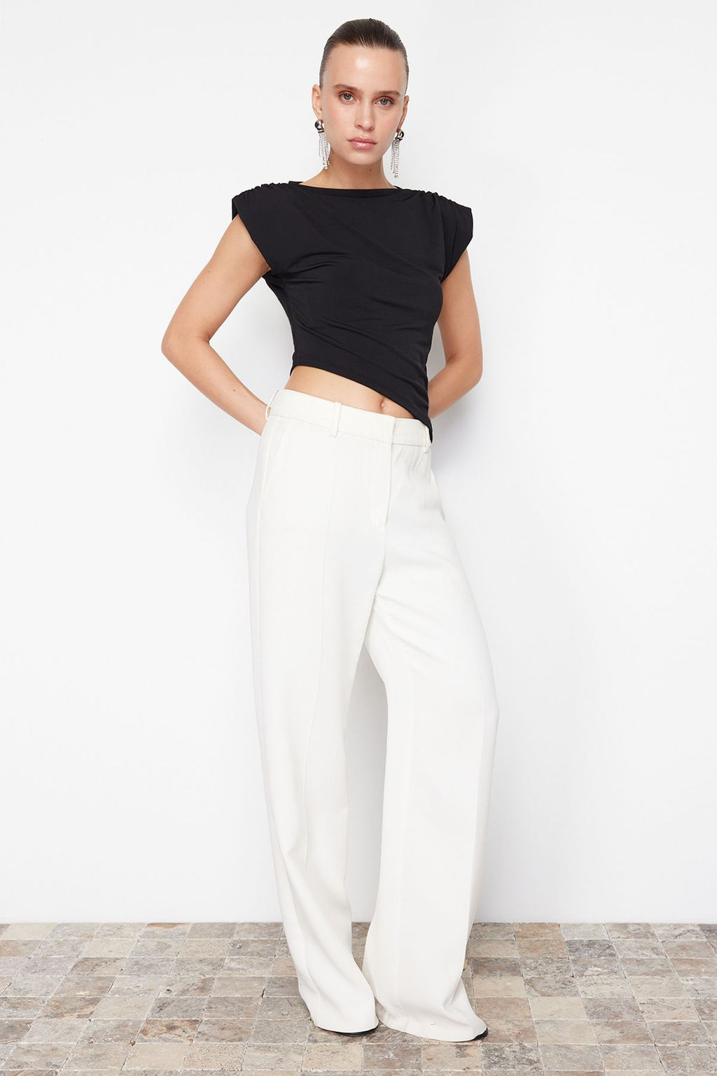 Trendyolmilla Siyah Asimetrik Vatkal? Orme Bluz TPRSS24BZ00037 фото 4