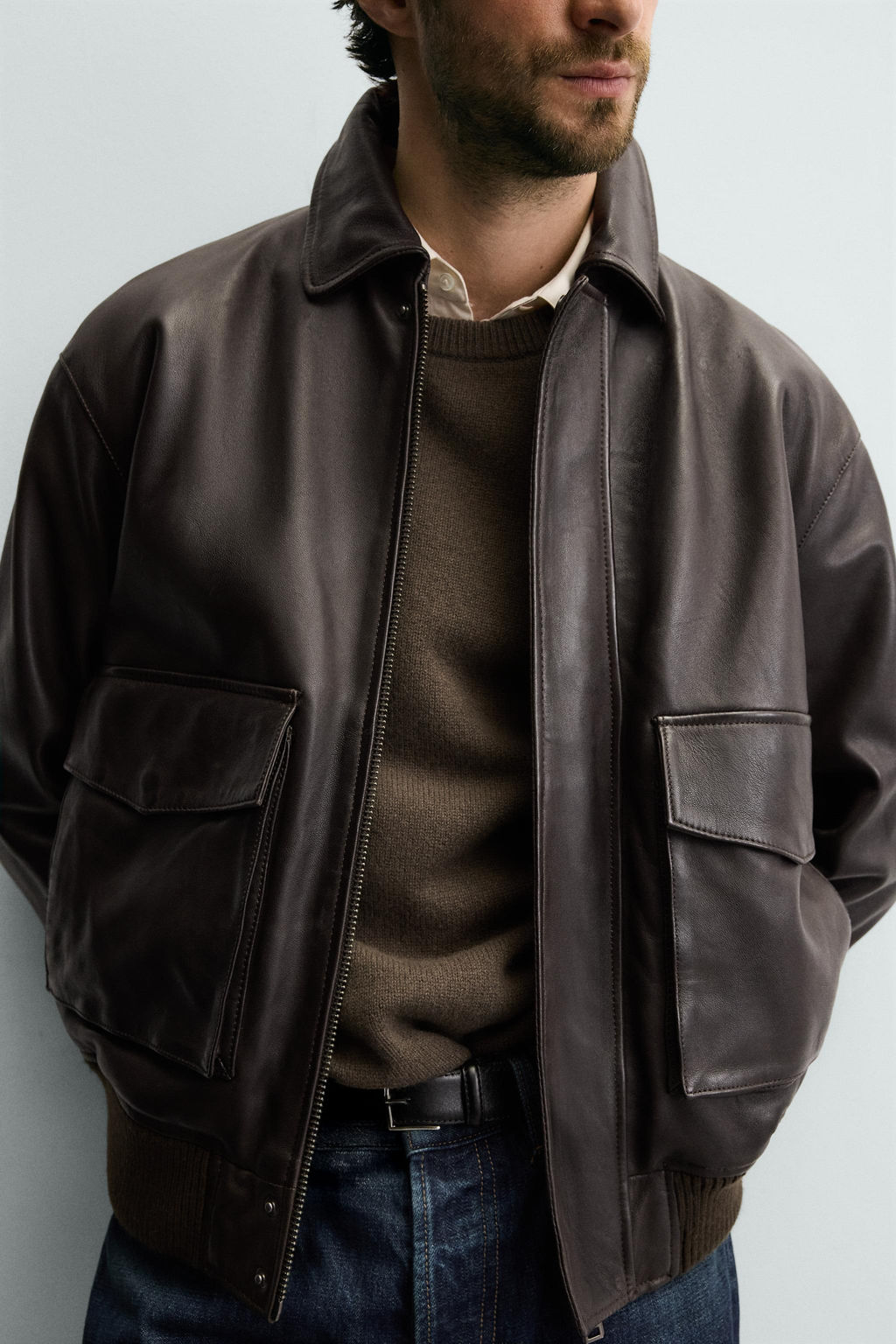 RELAXED FIT LEATHER JACKET - Zara фото 14