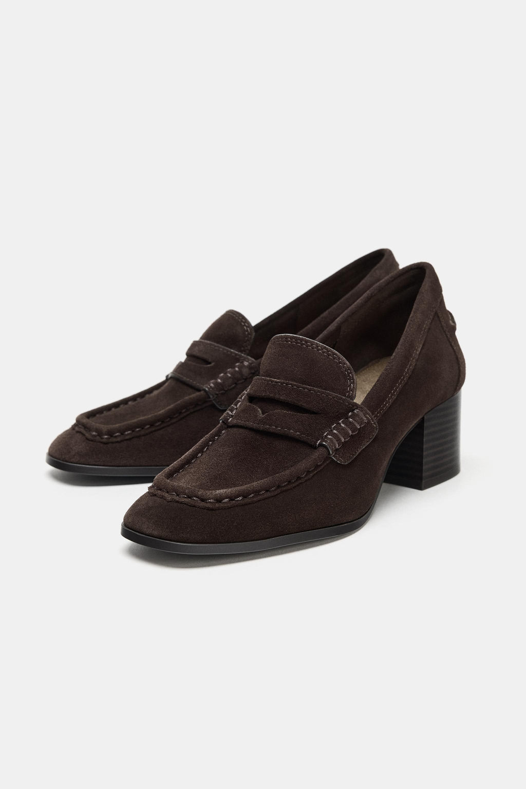 SPLIT SUEDE HEELED LOAFERS - Zara фото 6